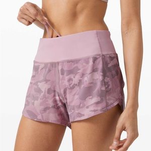 pink camo lululemon speed up shorts